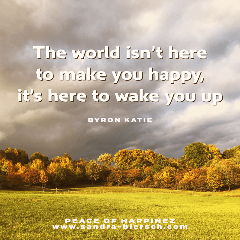 Byron Katie Zitat The world isn’t here to make you happy, it’s here to wake you up